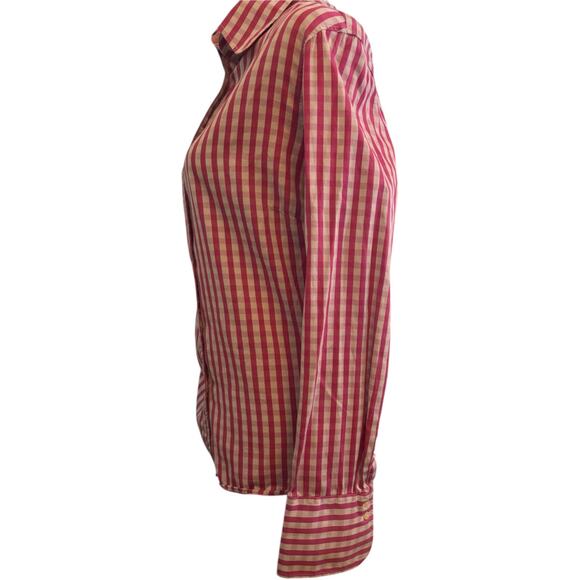 J. McLaughlin Striped Button Down Blouse, Pink Gingham, Women's Size 12 - Picture 5 of 5